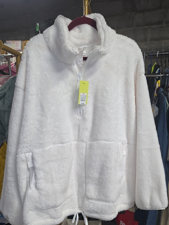all in motion Jackets & Blazers - All In Motion Woman's Plus Size Cozy White Fleece Pullover Jacket